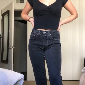 levi’s black 501 jeans!